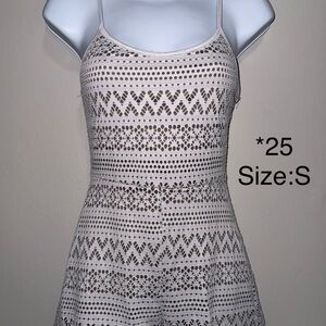 Crochet Tank Romper in Light Beige